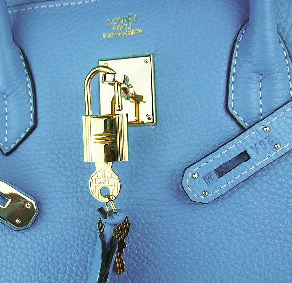 Replica Hermes Birkin 40CM Togo Bag Light Blue 6099 Online - Click Image to Close